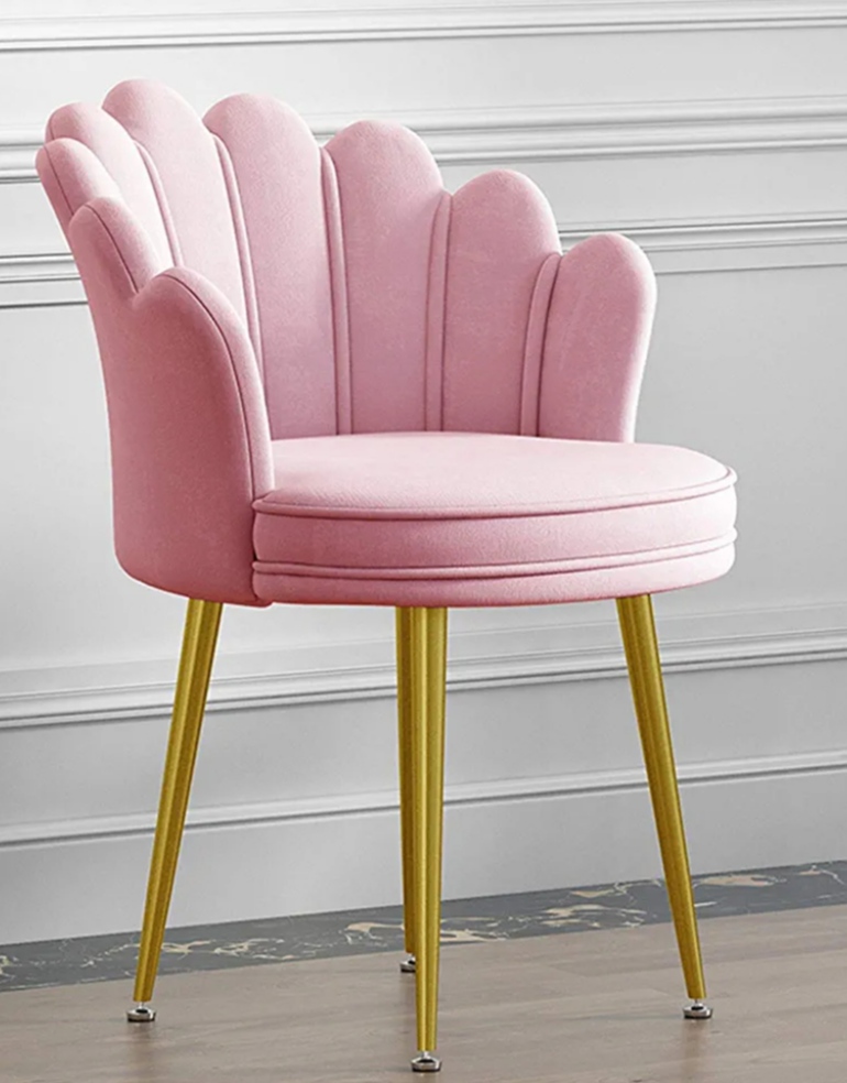 Chaise Coquillage Rose Élégante – Luxe et Confort