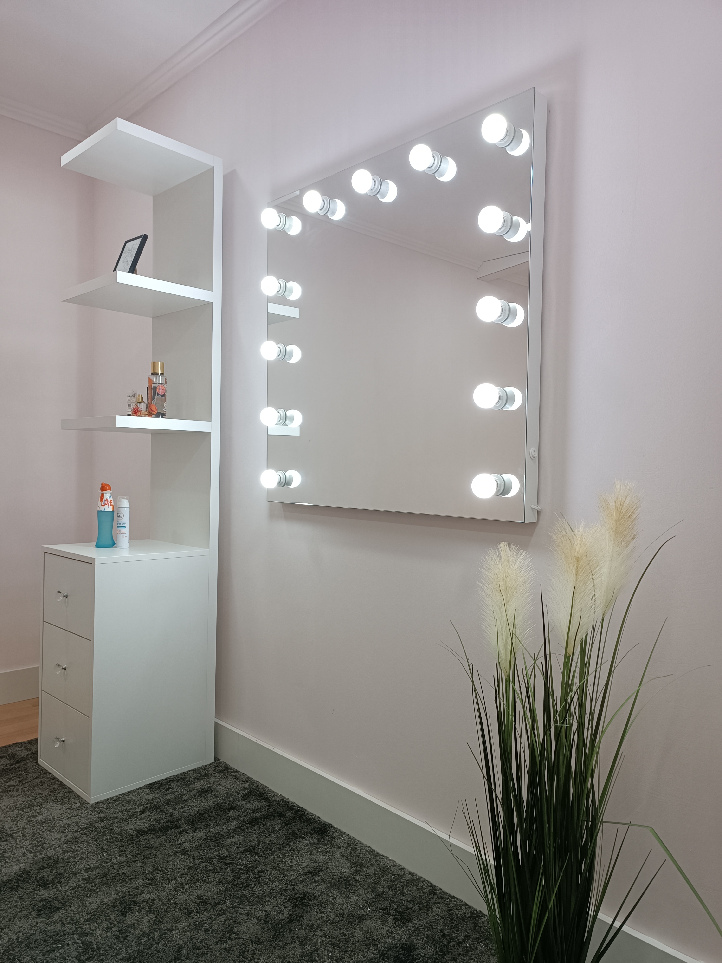 Miroir Mural Blanc Éclairé avec Lumières LED