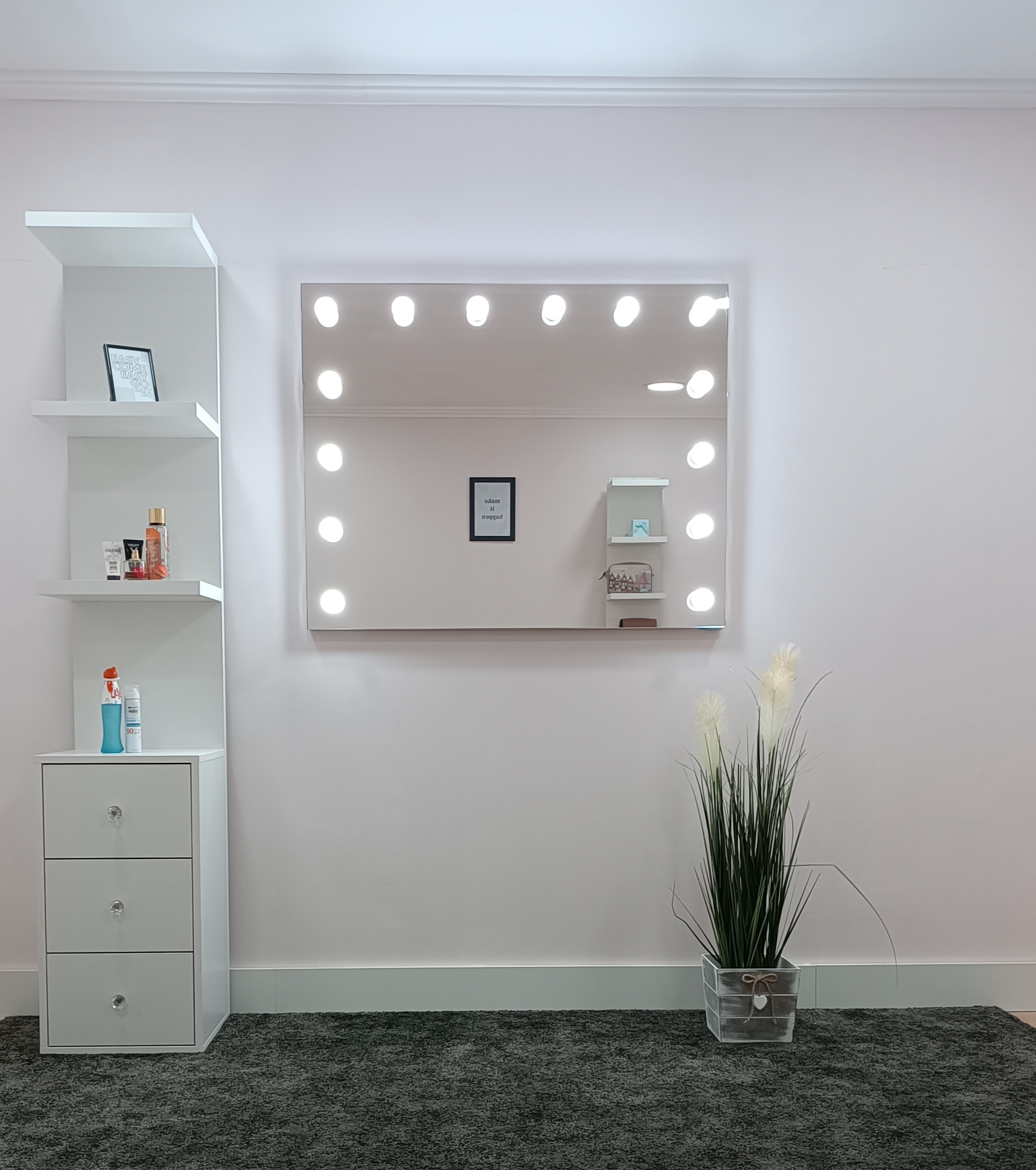 Miroir Design Mural Blanc avec Éclairage LED Intégral